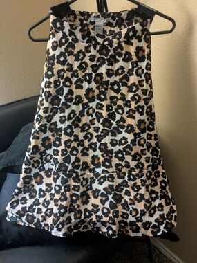 H&M Leopard Print A-Line Skirt in Black and Tan Size 12